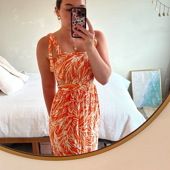 Sincerely Jules orange tropical print maxi dress - Picture 3 of 4